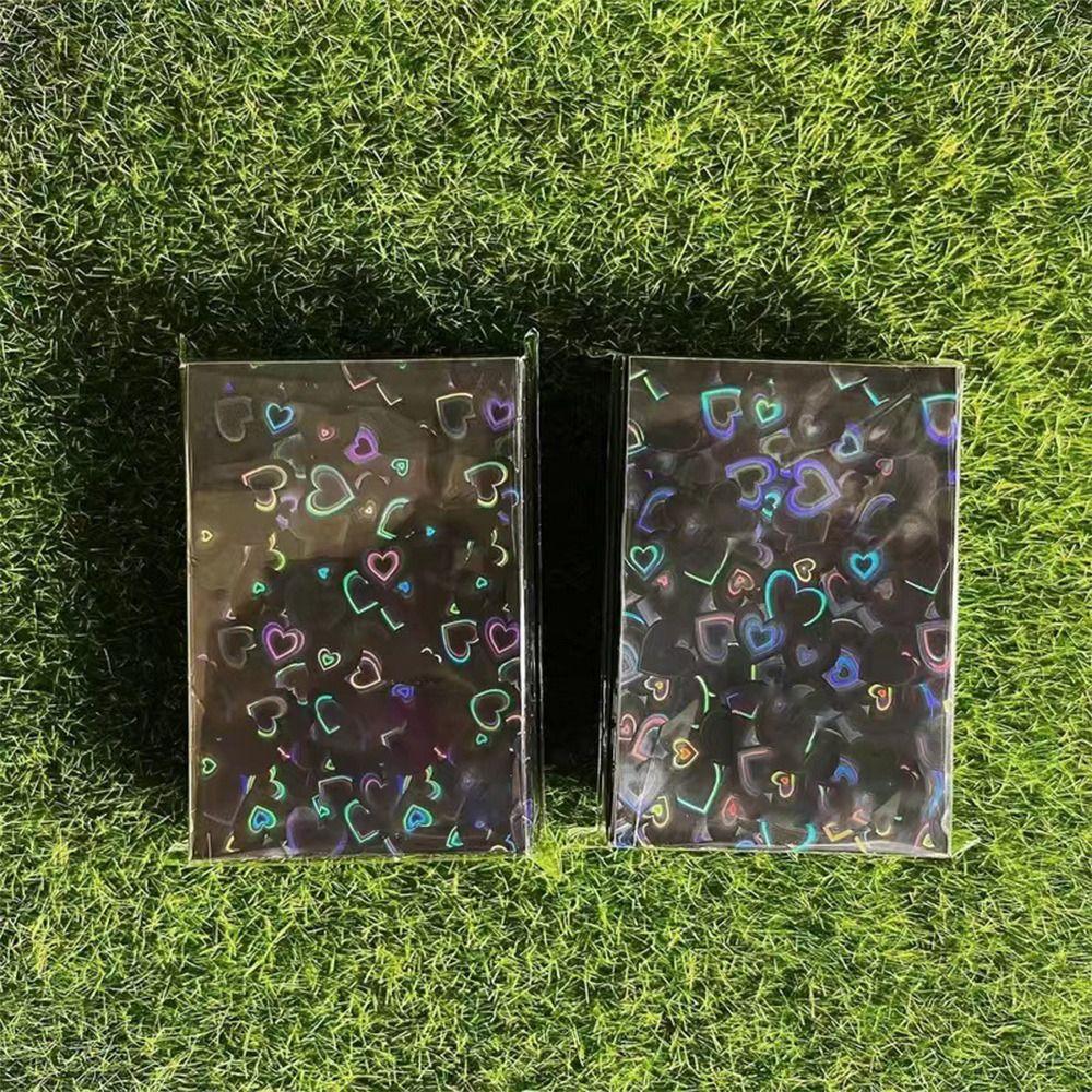 50Pcs Card Sleeves Laser Heart Shaped Card Films Trendy Kpop Photocard Holder  Kpop Idol Cards