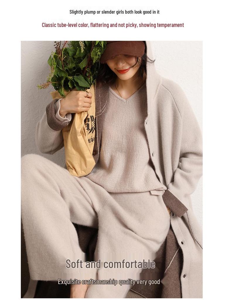 Cashmere High-Waisted Wide-Leg Knit Pants - Autumn/Winter Collection