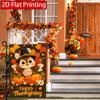 2D Flat, 2D Flat,Autumn Pumpkin Maple Leaf Turkey Welcome Thanksgiving Garden Flag 4 (1) -  Outdoor Garden Flag Double-Sided Home Decoration Courtyard