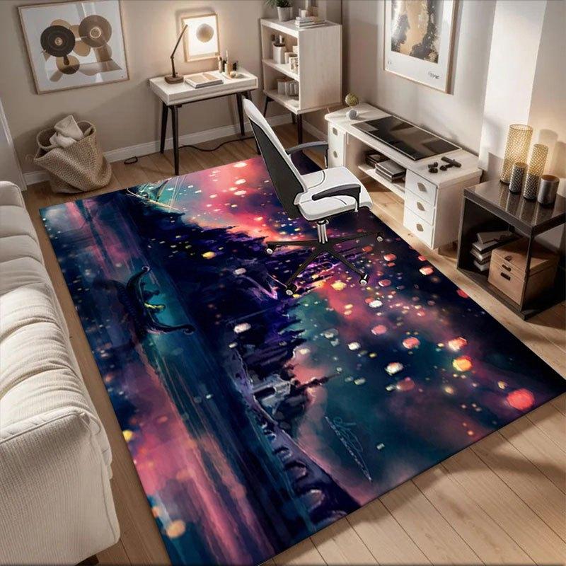 

Enchanted Castle Night Lights Fantasy Art Print Office Mat Home Decor Gift For Halloween & Christmas LC79 60cm by 90cm