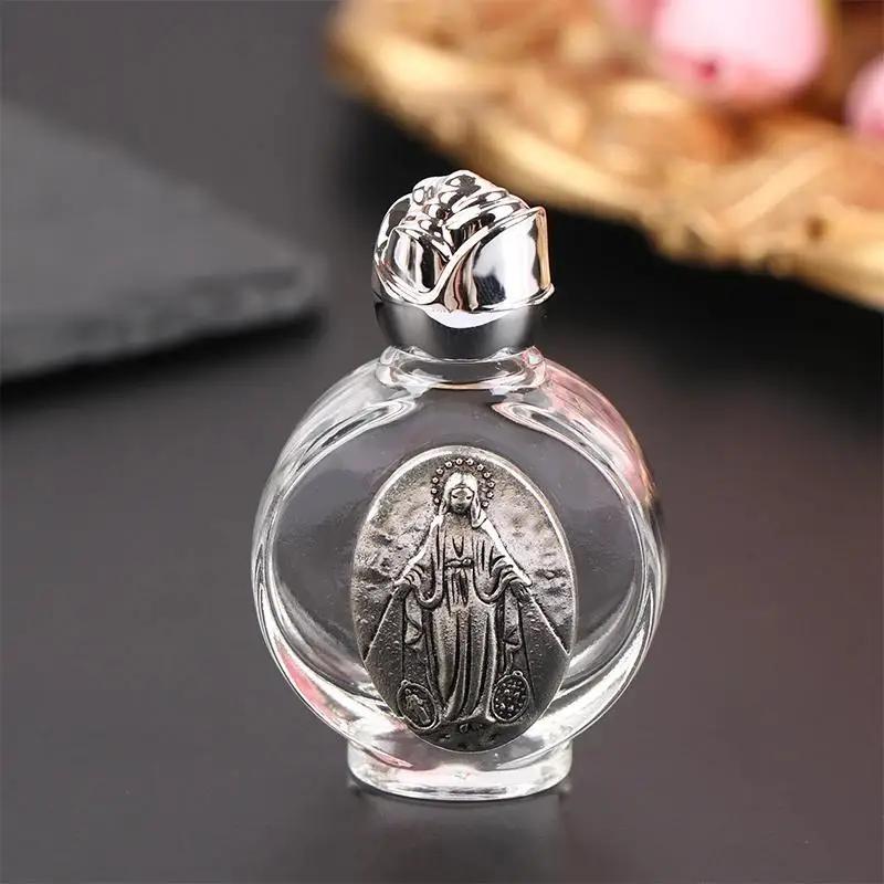 

1Pc Holy Water Jesus Bottle Religious Cross Christian Virgin Sculpture Bottle Holy Water Bottle серебряный