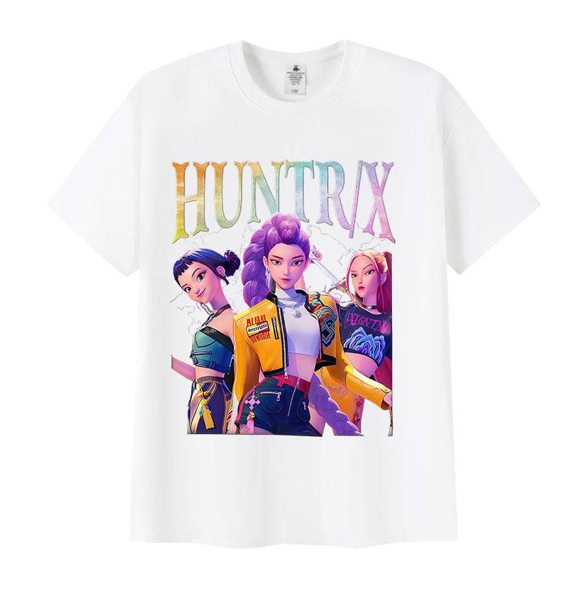 Huntrix Kpop Demon Hunters 2025 Summer Movie Graphic 100 Pure Cotton Printed Tshirt Men Women Aesthetic Fashion Oversized Y2k