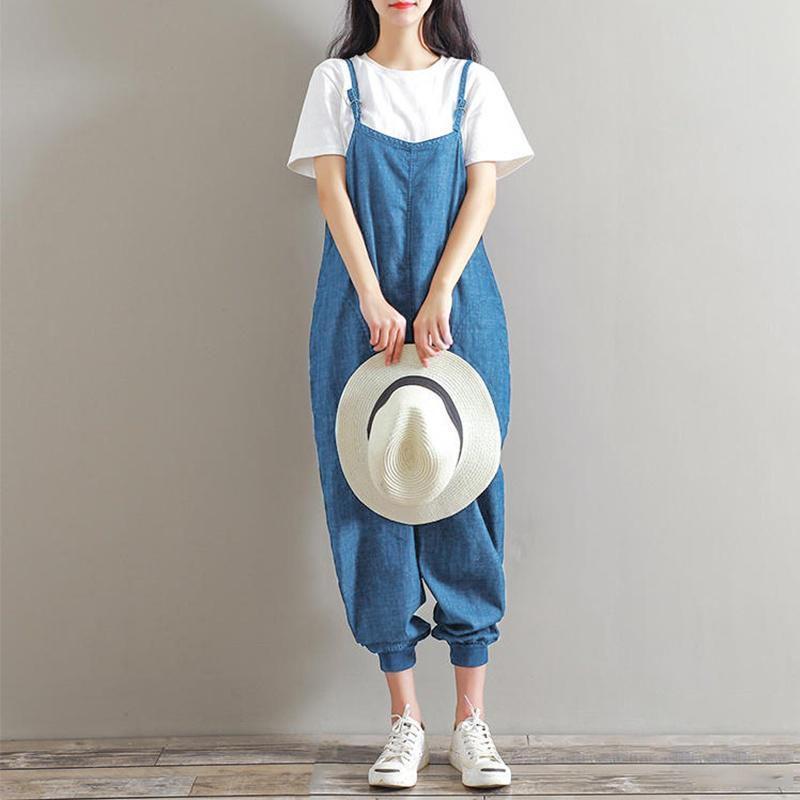 Premium Quality Women Jumpsuits Loose Sleeveless Backless Overalls Stylishly Retro
