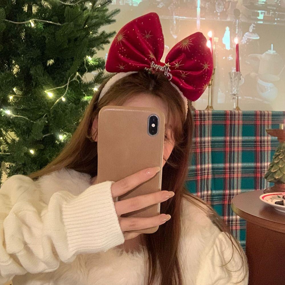 Sequin Christmas Hat Headband Star Christmas Children Hair Clip Cute Bowknot Hair Hoop Children's