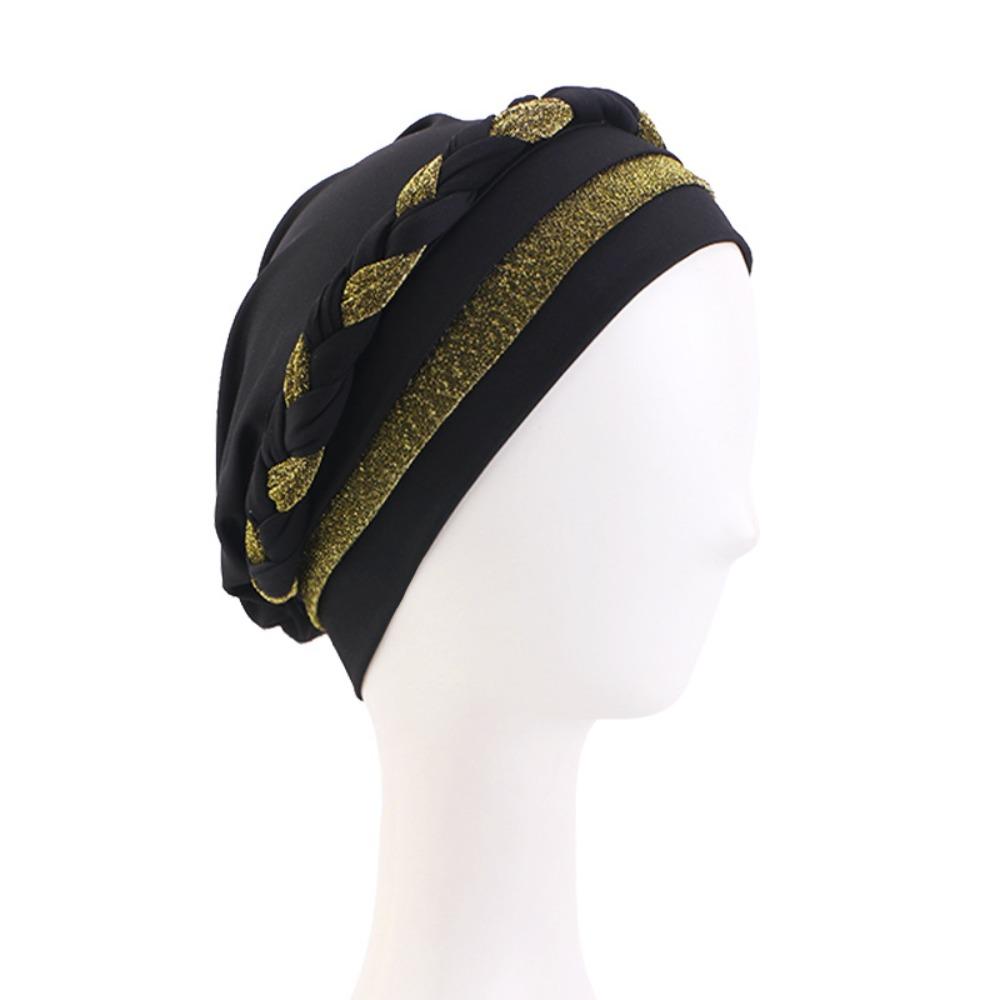 Эластичные африканские головные повязки Мягкая тюрбанная шапочка Новая шапочка для химиотерапии чёрный