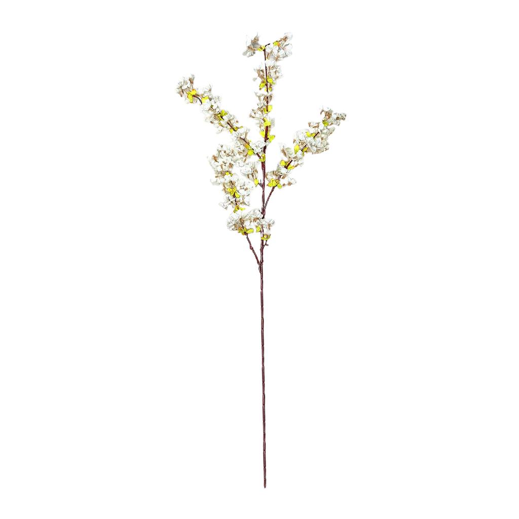 Artificial Cherry Flower Branch 4 Pronged Romantic False Flower Branch Decoration for Home Living Room Bedroom White