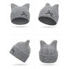 Winter Bow Cat Ear Knitted Wool Hat Women's Warm Ear Protection Hat