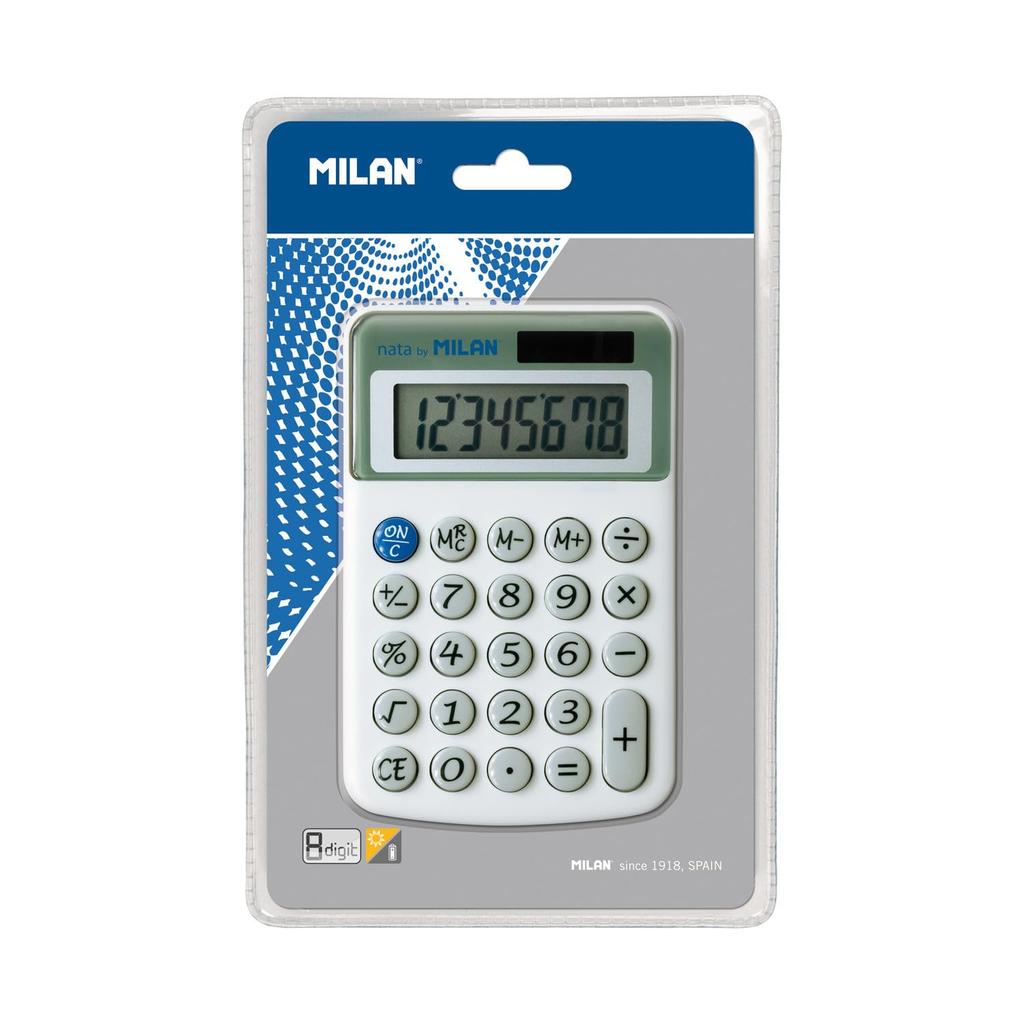 Milan MLN40918BL 8-Digit Calculator, White,