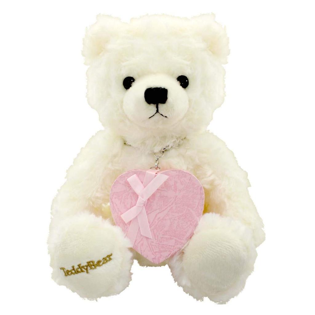 Sears Teddy Bear Plush Toy Jewelry Box Gift Set Heart-Shaped (Pearl White) tdt-01-w