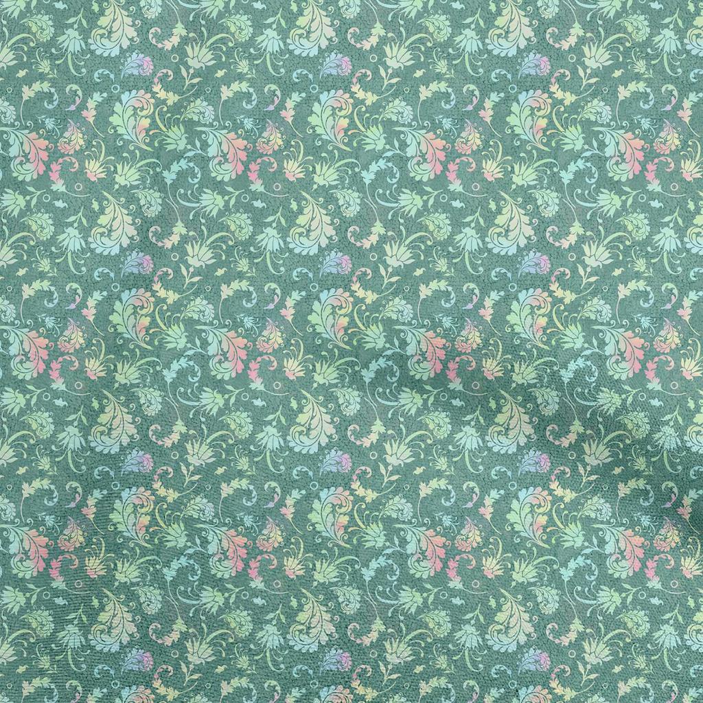 oneOone Cotton Flex Blue Fabric Damask Diy Clothing Quilting Fabric Print Fabric By Yard 40 Inch