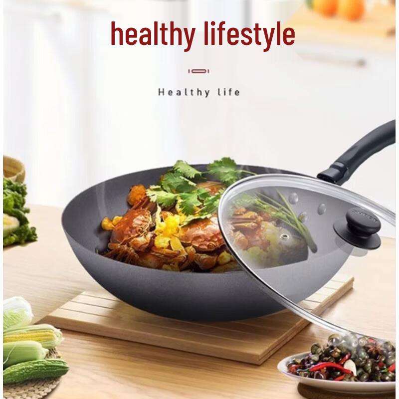 SUPOR 32cm Cast Iron Stir-Fry Wok