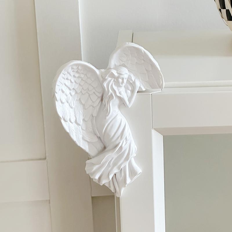 1 Pair of 3D Creative Relief Angel Door Frame Decoration Wedding Background Wall Tv Decoration Switch Sticker Decoration