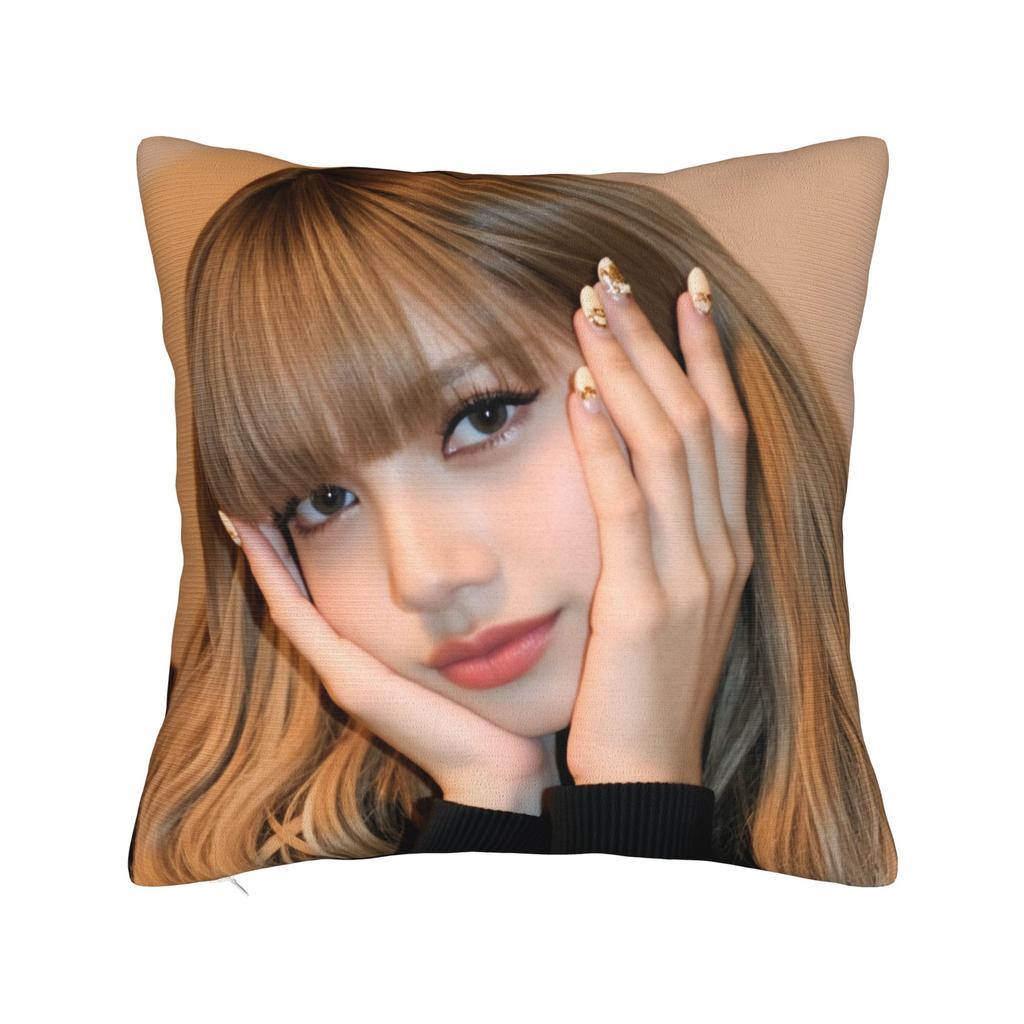 Kpop Style Cool Girl Lisa Pillow Case Vintage Pillow Cover Comfy Pillowcases For Living Room Sofa