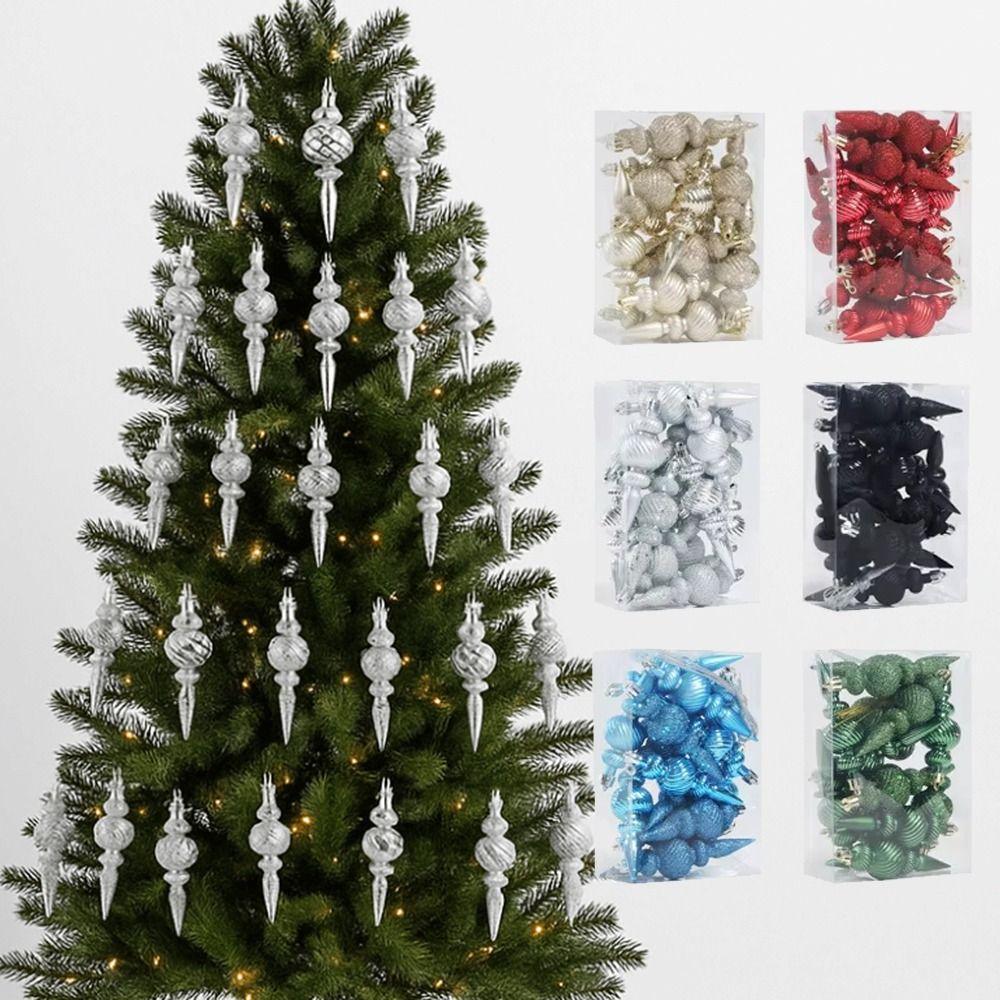 16Pcs 16Pcs/Box Christmas Hanging Balls Special Shaped Gold Powder Xmas Tree Party Decorations with Hanging Rope
