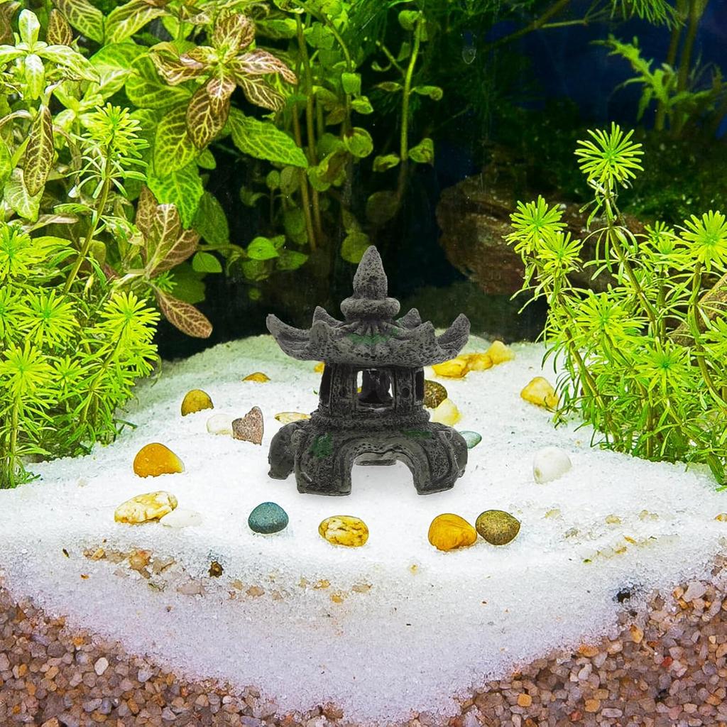 Pagoda Lantern Aquarium Landscaping Ornament Cave Decor Aquarium Breeding Cave Shrimp Shelter Fish Hideout Hideaway Fish Tank Bonsai Landscape Decor