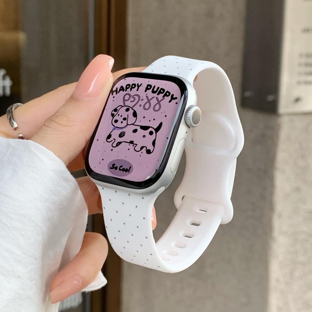 Wide Floral Polka Dot Silicone Strap Butterfly Buckle for Apple Watch Series12 11 10 SE1 2 3/Ultra4 3 2 38/42/45/49 mm