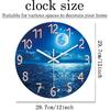 XFM Analog Blue Moon Wall Clock Silent Non Ticking Lake Decorative Wall Clock Battery Operated 12 Inch Glass Wall Clock for Kitchen Living Room