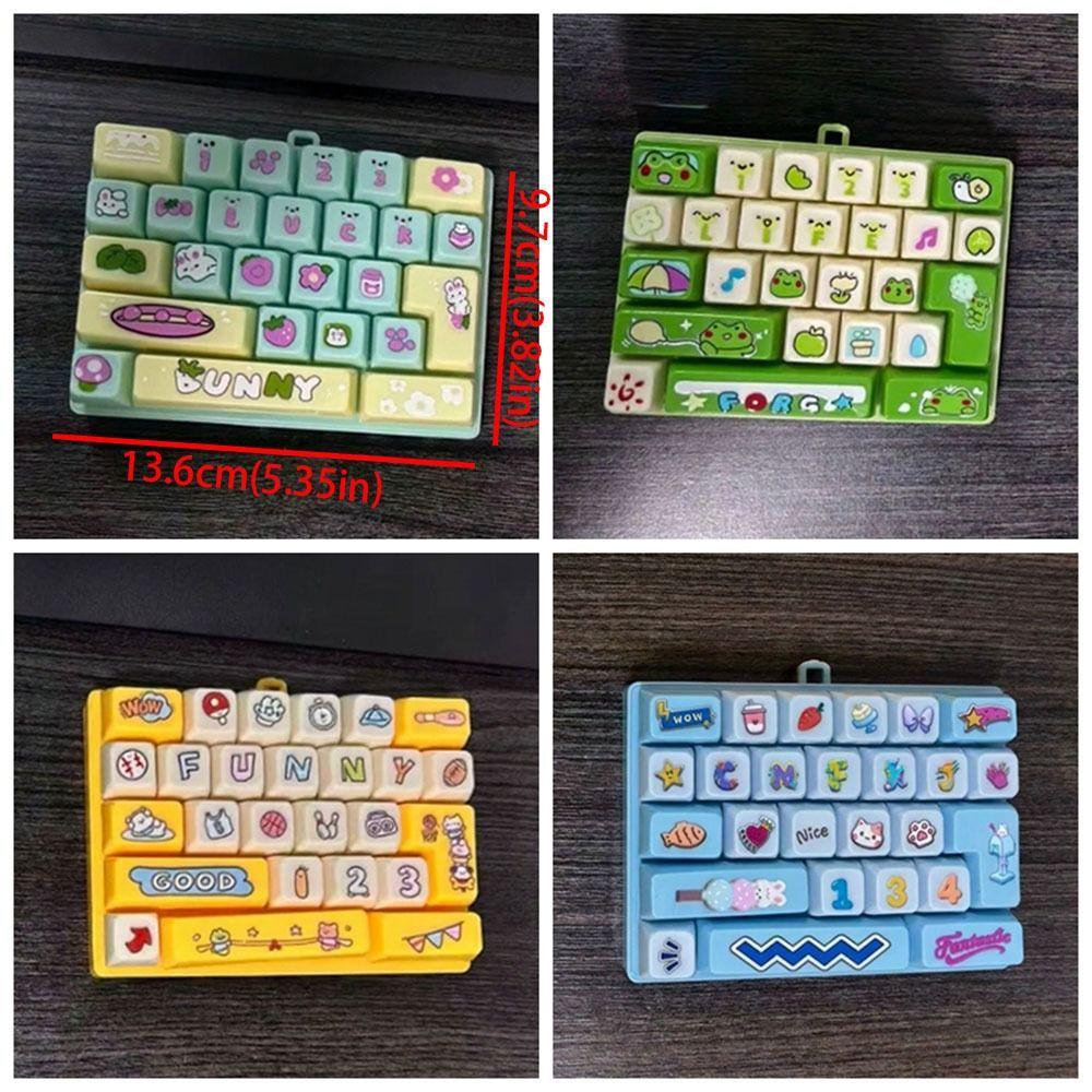 Squeeze Feel Keyboard Fidget Pendant Colorful Fingertip Button Key Ring Student Use