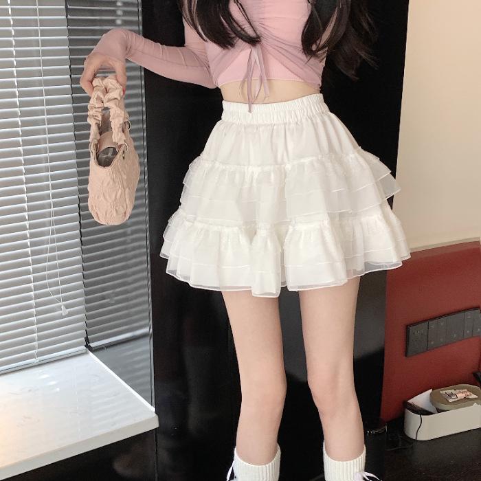 Spring 2025 Women's A-Line White Tulle Mini Skirt