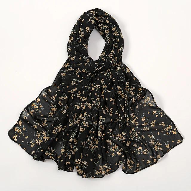 Floral Printed Bubble Chiffon Scarf Hijab Woman Muslim Hijab Long Shawl Maldives Women'S Headband Ramadan Islam Turban