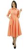 Bimba Women's 3 4 Sleeve Linen Collar Neck Solid Flared Shirt Dress with Side