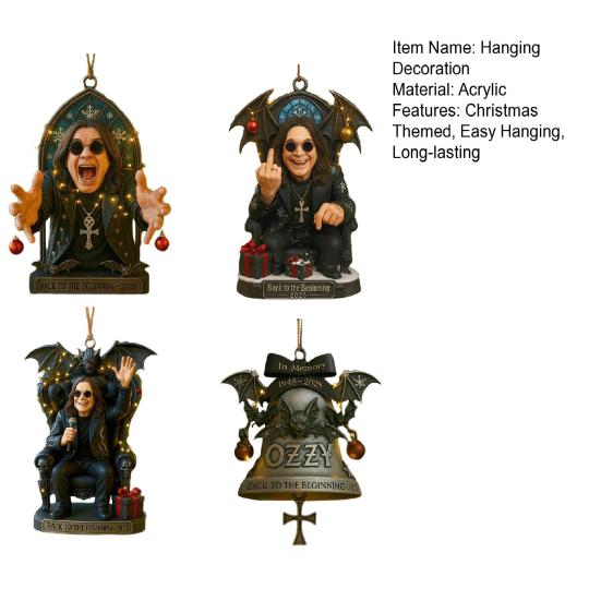 Rock Singer Decoration 2D Acrylic Hanging Ornament Cartoon Dark Style Rock Star Decoration for Christmas Tree Car Door Window Wall