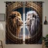 2Pcs Lion-Themed Blackout Curta, Woven Polyester Pongee, Semi-Sheer Contemporary Style Drapes, Machine Washable, With Rod Poc