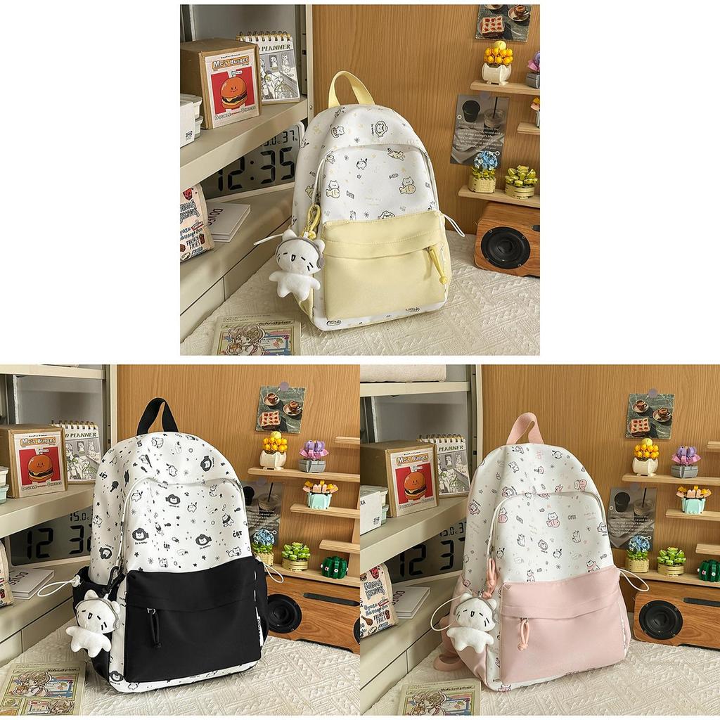 Cute Cartoon Cat Backpack For Girls With Nylon Material And Large Capacity For School And Travel