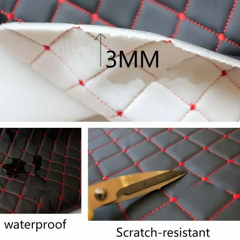 100x140cm Embroidery Quilted PVC Leather Fabric for Car Floor Mat Seat Decoration Faux Leathers Upholstery Wall Craft Material