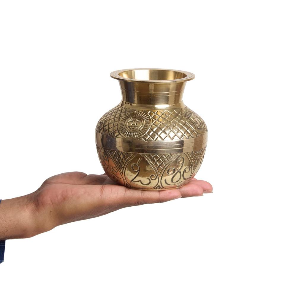 Messing-Kalash für Pooja – 11,43 cm Puja-Artikel für Heimtempel Mandir,