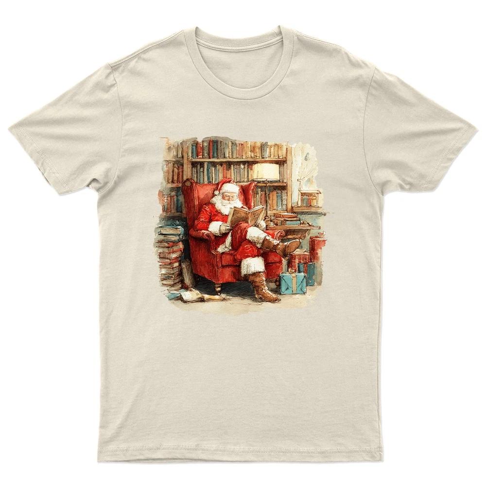Santa Reading Book Christmas TShirt Unisex Gift Retro Seasonal Funny Xmas