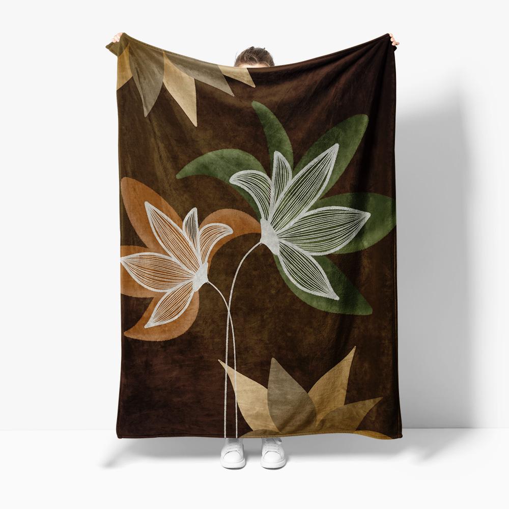

Plush Throw Blanket Floral Abstract Leaf Pattern Sofa Bed Living Room Decor Autumn Winter Blanket 130x150cm51x59in