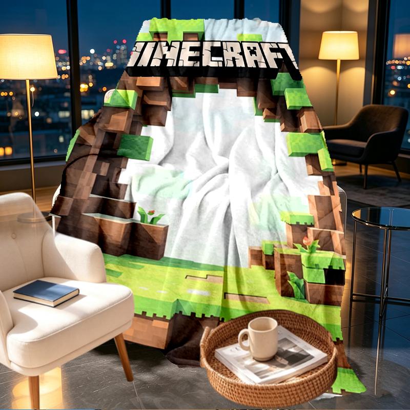 Minecraft Print Blanket - Soft & Comfortable, for Bedroom, Travel, Sofa, Home Decoration - Birthday Christmas Gift for Friend