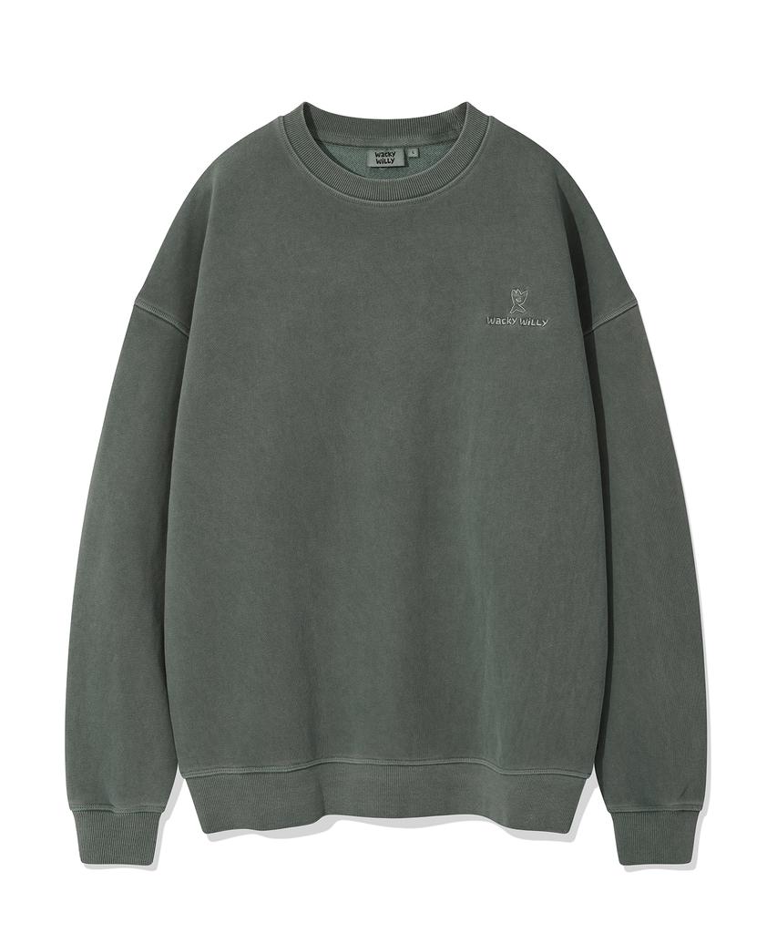 WACKY WILLY Logo Pigment Sweatshirt Green