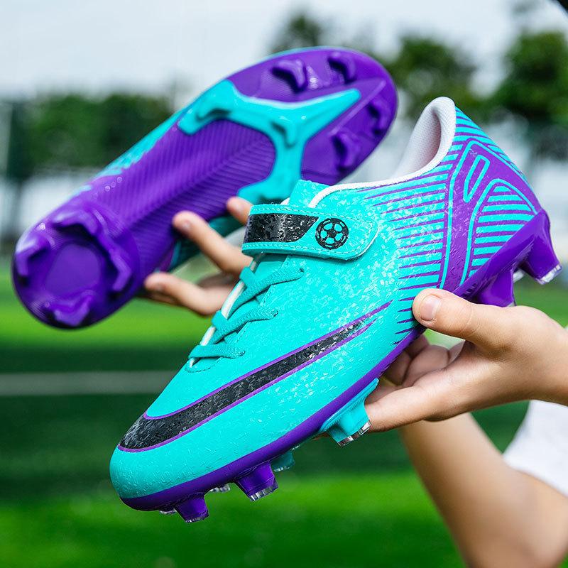 Children's Football Shoes Broken Nails Boys and Girls Anti-skid Training Shoes Velcro Short Nails Artificial Grass Nails