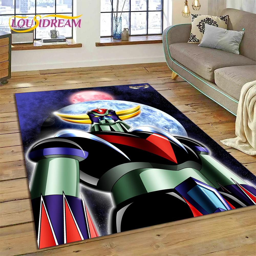 Alfombra de Dibujos Animados 3D Robot OVNI Grendizer Anime para Sala de Estar Dormitorio Decoración del Hogar, Felpudo Antideslizante para Sofá Felpudo Regalo Niños
