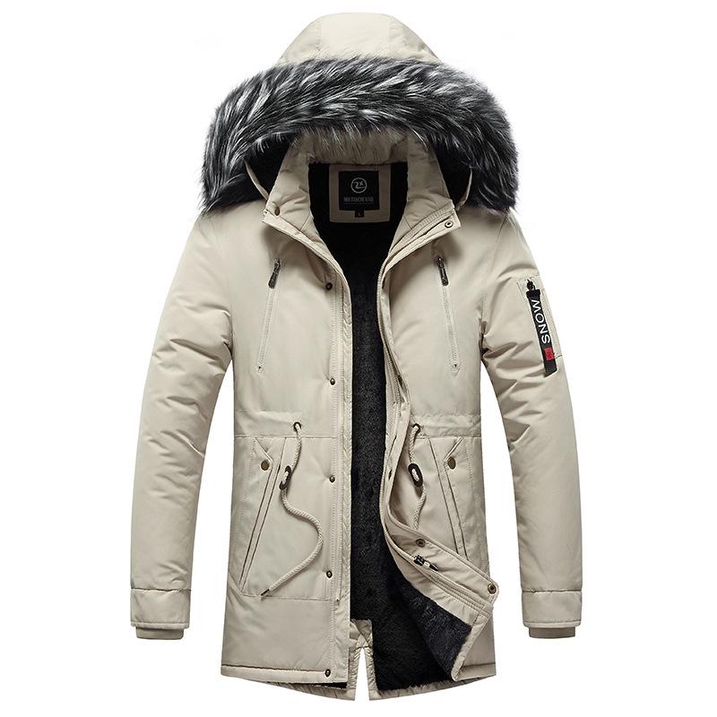 Herren Winter Slim Fit Kapuzenjacke - Mittellang, Dick und Modisch