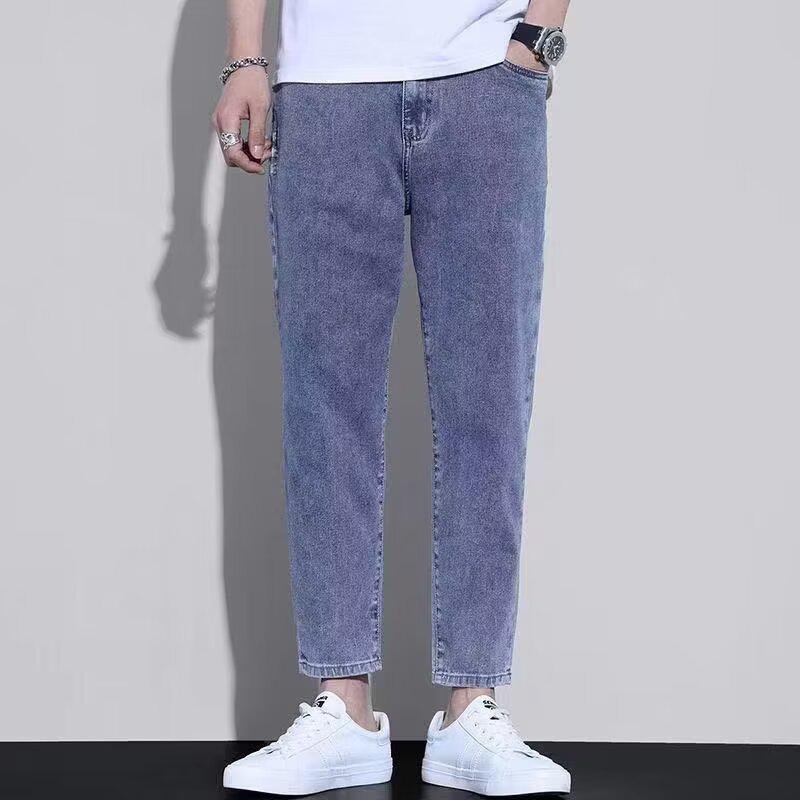 

Мужские модные летние джинсы Nine-Point 2024 года: Свободные, легкие повседневные брюки 31 синий