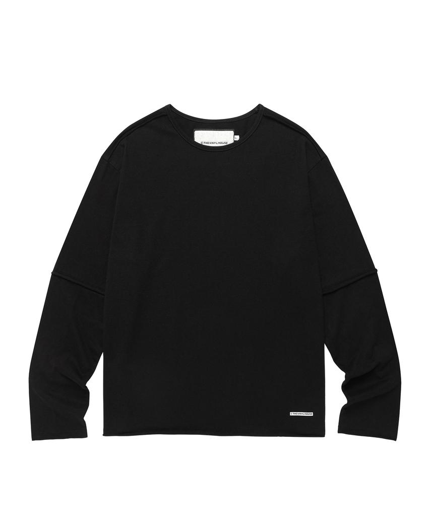 THEVINYLHOUSE Cut-Off Layered Ls Tee Black