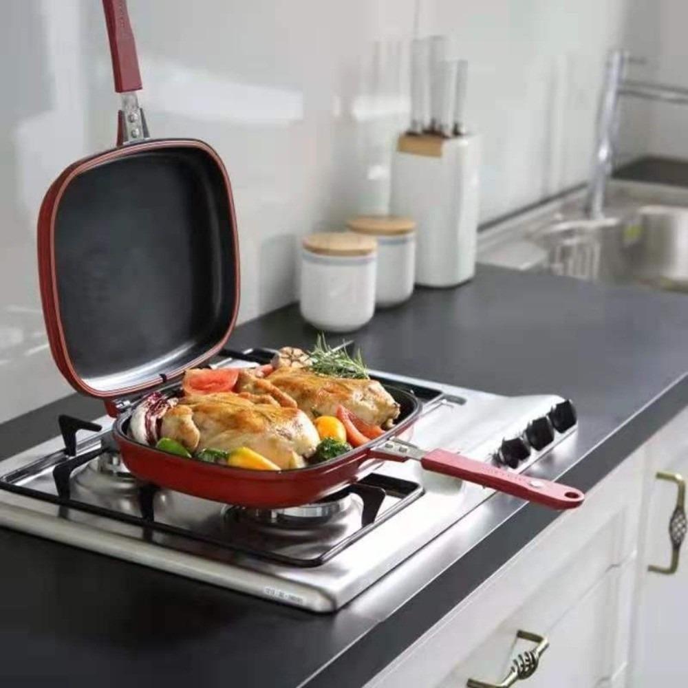 Verdickte beidseitige Pfanne 28/32cm Frühstücks-Kochutensilien Steak-Bratpfanne Küchenzubehör