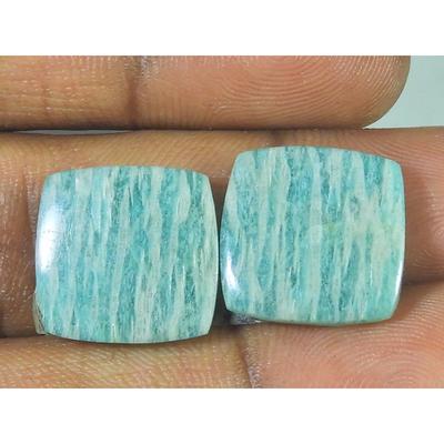 18 kt. Přírodní Amazonit (každý 15x15x02 mm) Osmihranný Kabošon Pár SK-3042