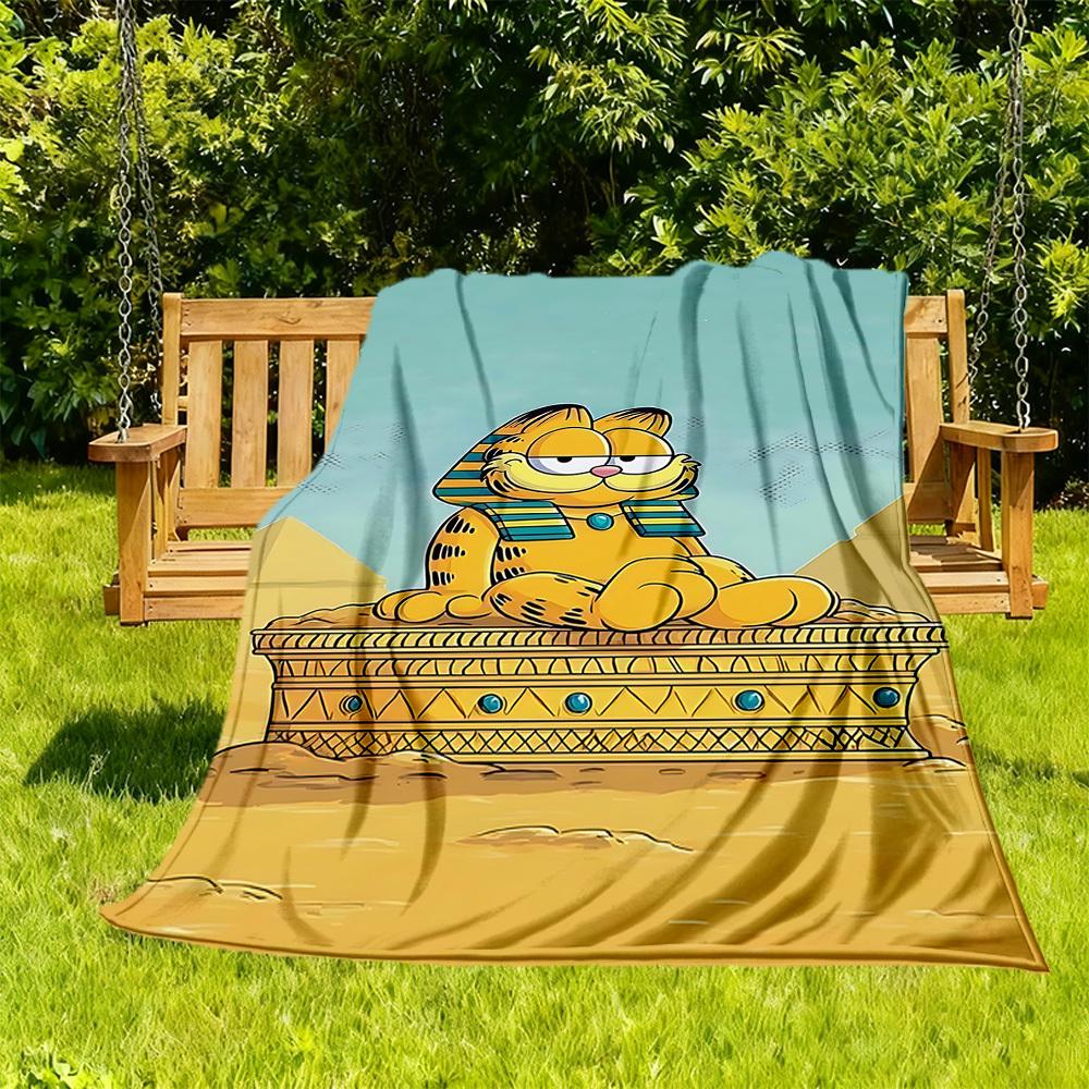 1PC Egyptian Garfield Outdoor Blanket Lightweight Flannel, Soft & Warm, All-Season Use for Sofa, Outdoor, Camping, Living Room, Office91