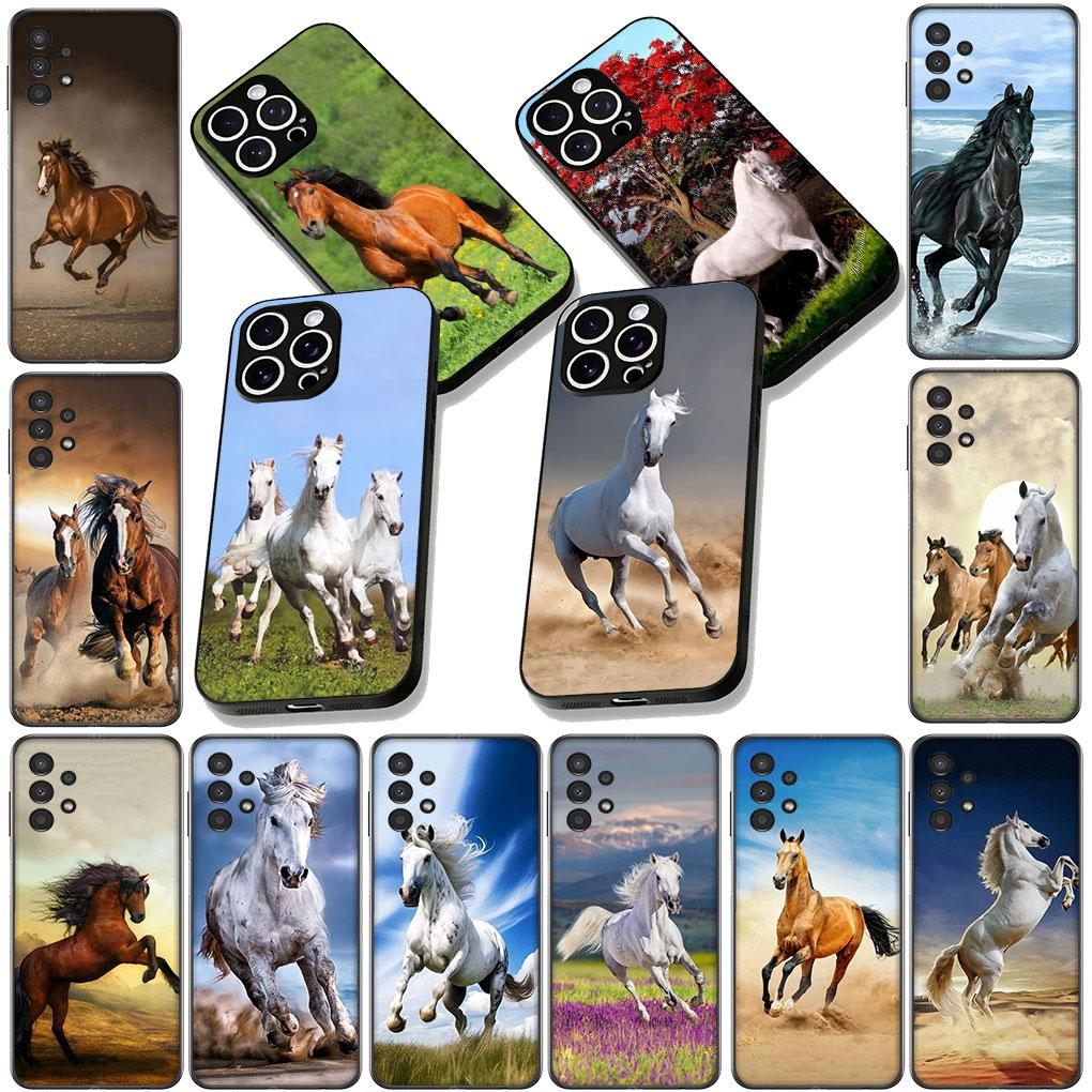 Cover for Samsung Galaxy A05 A06 A14 A50 A51 A52 A12 A13 A17 A70 A07 A25 A26 A56 A23 M53 Phone Case Wild Free Running Horse