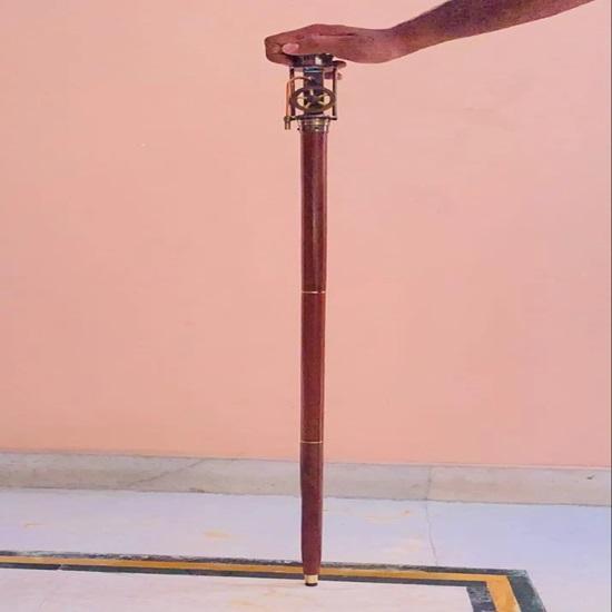 Brass Steampunk Collectible Walking Stick Cane With Model Working Steam Engine