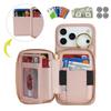 Custodia per Telefono in Pelle con Cerniera e Anello Antiscivolo con Motivo Litchi per iPhone 17 Pro Max 16 Plus 15 14 13 12 Cover a Borsa Antiurto