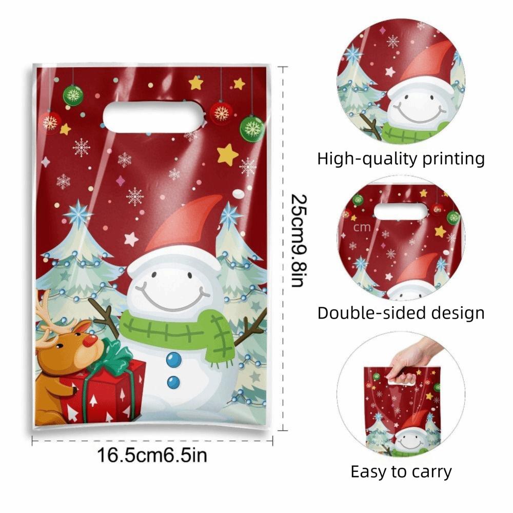 50ks Kreslený Santa Claus Vánoční dárkové tašky Vzor sněhu Vánoční potřeby Vánoční potřeby