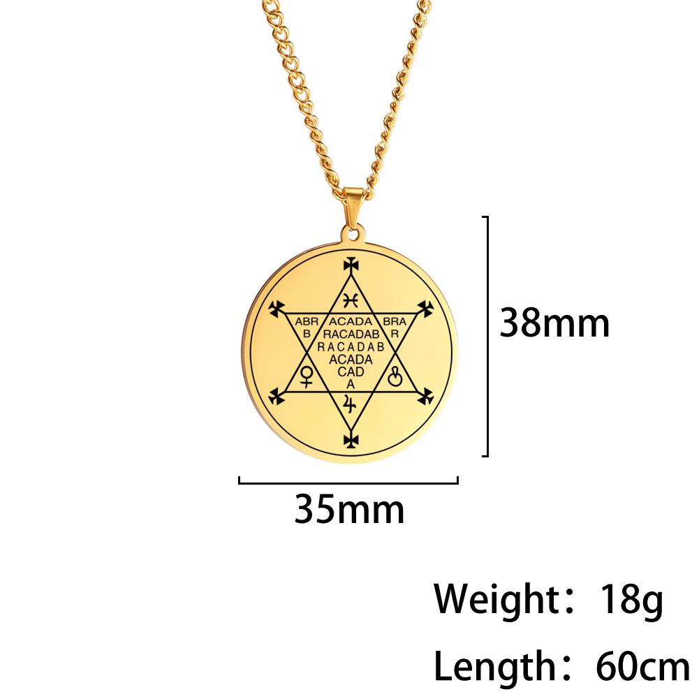 Dawapara Abracadabra Anhänger Abraxas Kabbalistische Magie Okkult Esoterisch Amulett Halskette Übernatürlich Edelstahl Schmuck