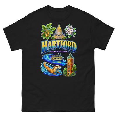 Hartford Connecticut T-Shirt Souvenir Tee Vintage State Capitol Travel Keepsake Gift Shirt