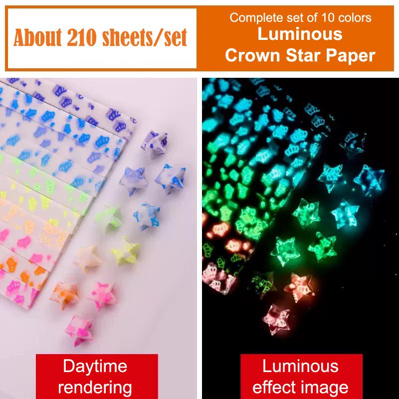 

210 аркушів світяться паперові зірки орігамі. Милий складаний папір. Паперові смужки зі зірками. Lucky Star. Паперові смужки для рукоділля.
