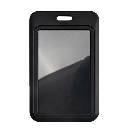 Sliding Badge Holder Vertical Hard Plastic Case Clear Card Protector Pouch for Office School ID Credit